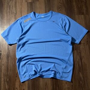 Nike Dri FIT T Shirt Mens Large Blue‎ Running Athletic Reflective